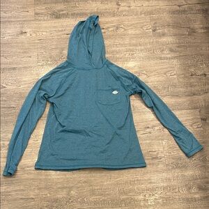 Dickies Teal Heather Hooded Long Sleeve Pocket Top